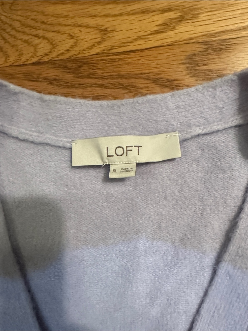 LOFT Lavender V-Neck Button Front Cardigan - Picture 2 of 3